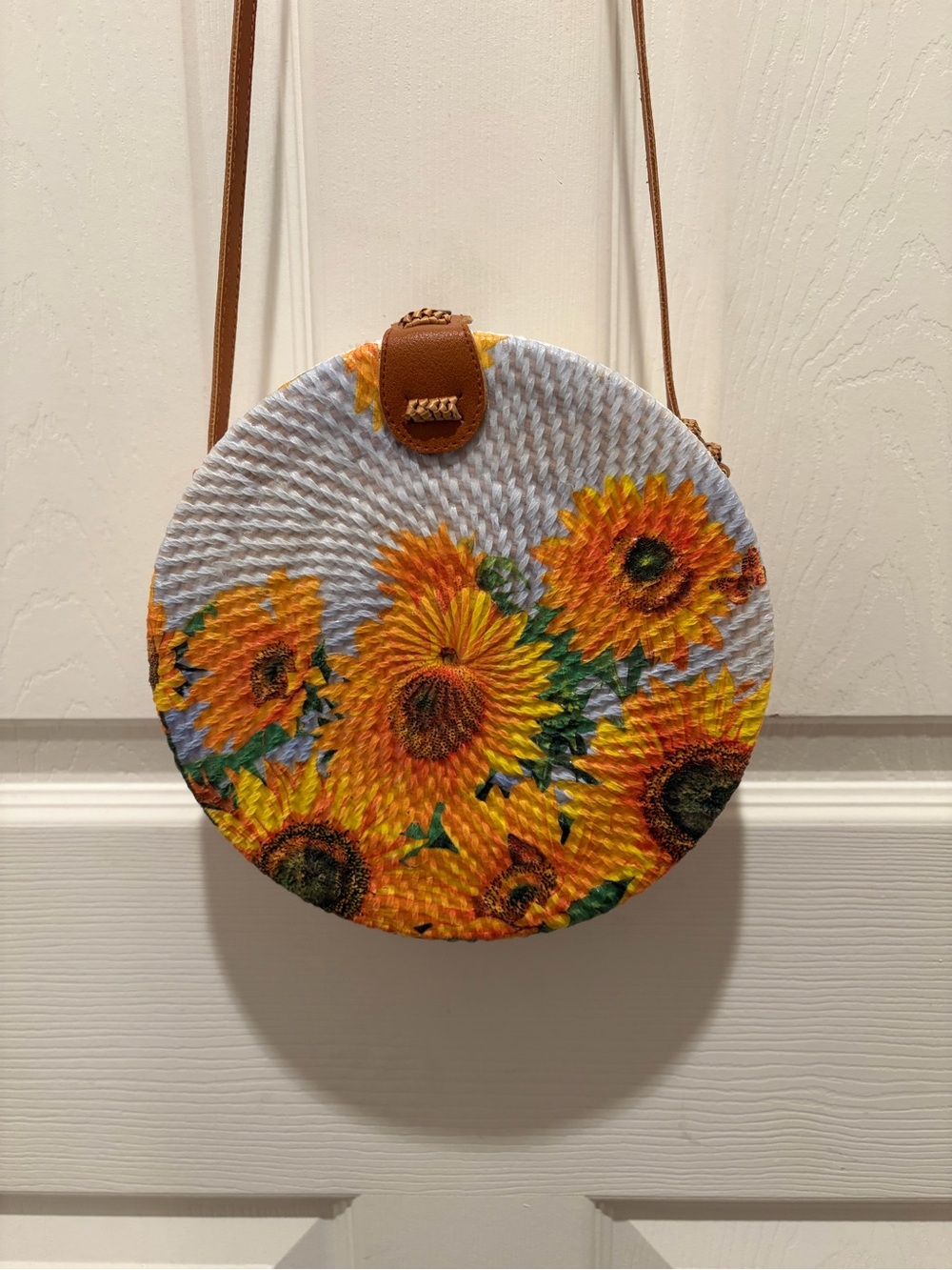 Sunflower Round Crossbody Bag - Yellow Floral